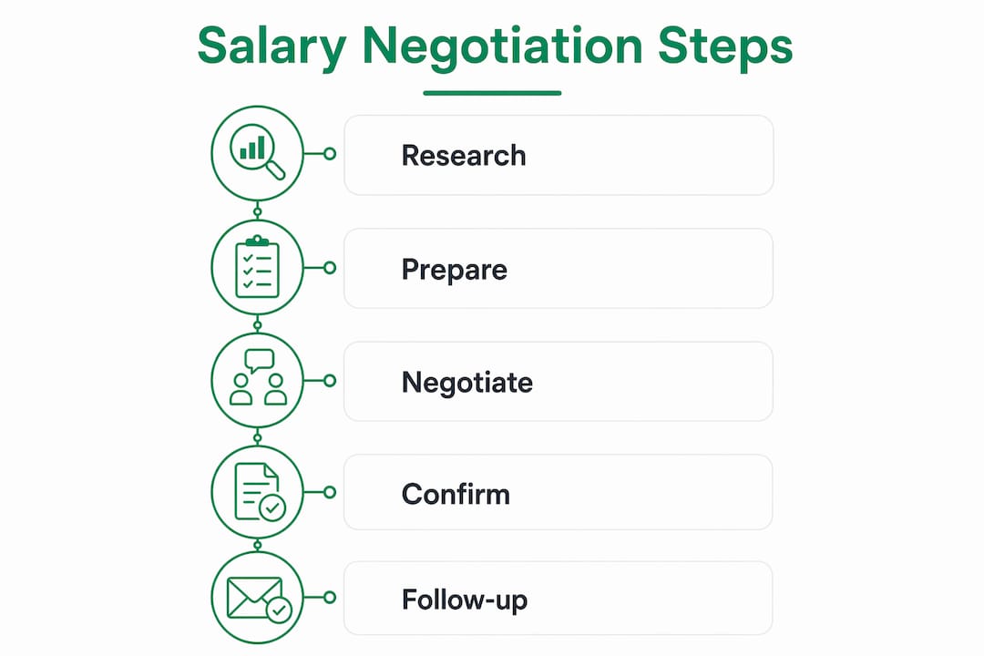 Infographic illustrating salary negotiation steps