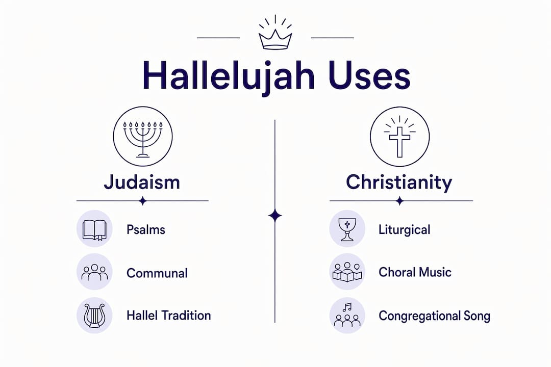 Infographic showing halllelujah uses in Judaism and Christianity