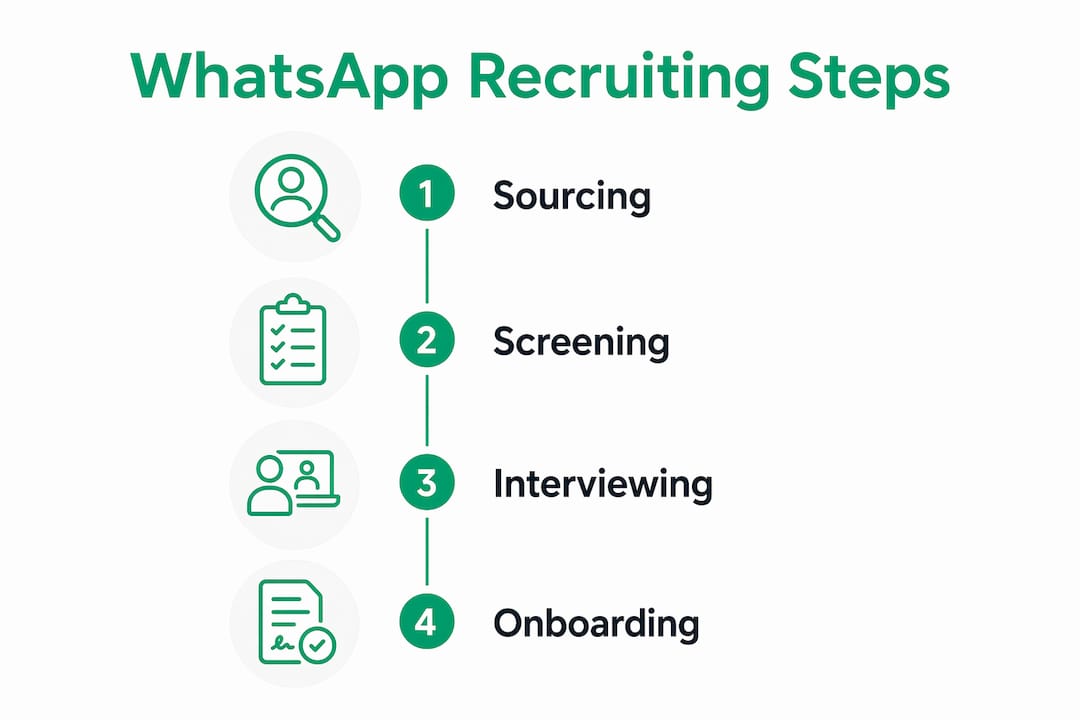 Infographic showing WhatsApp recruiting steps