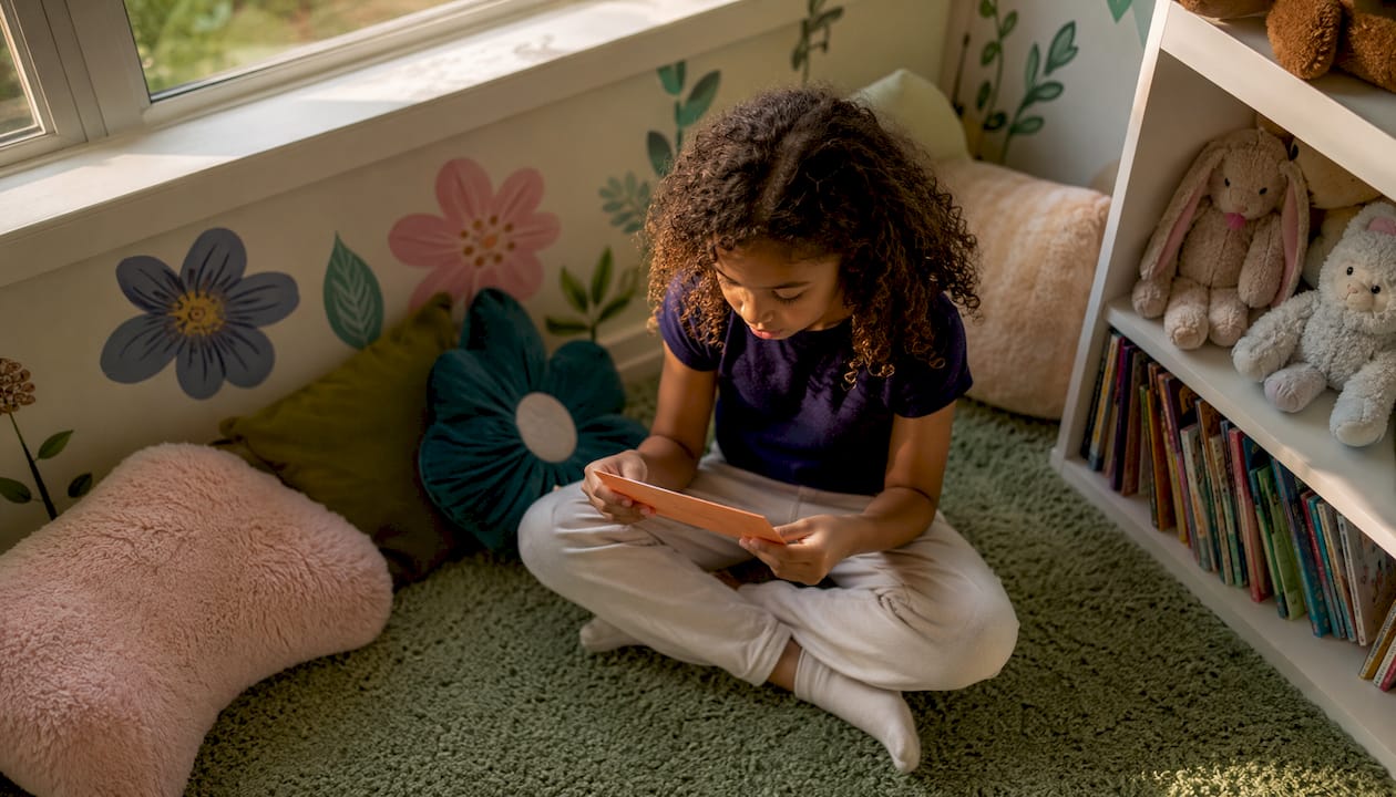 Girl memorizing Bible verse at desk