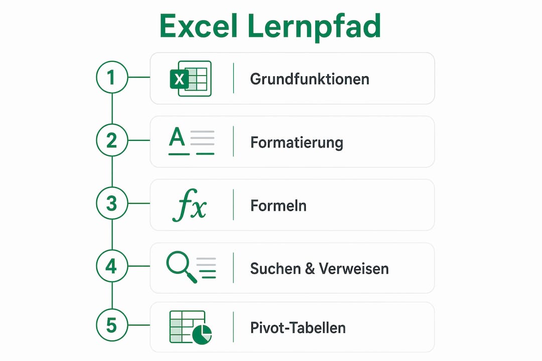 Übersichtsgrafik: Die wichtigsten Excel-Kompetenzstufen für den Berufsalltag