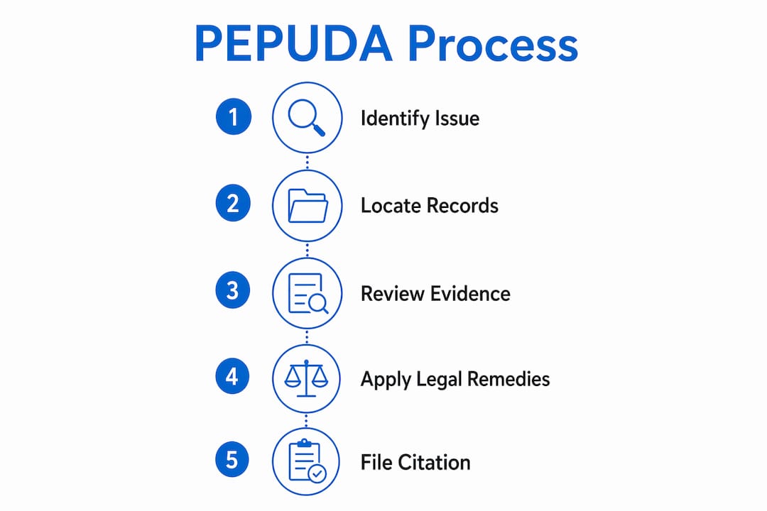Infographic outlining PEPUDA process steps