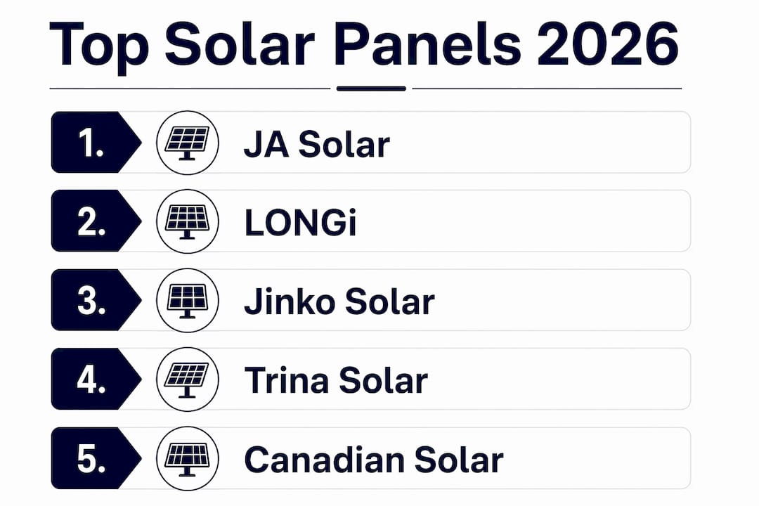 Infographic ranking top solar panel brands in South Africa 2026