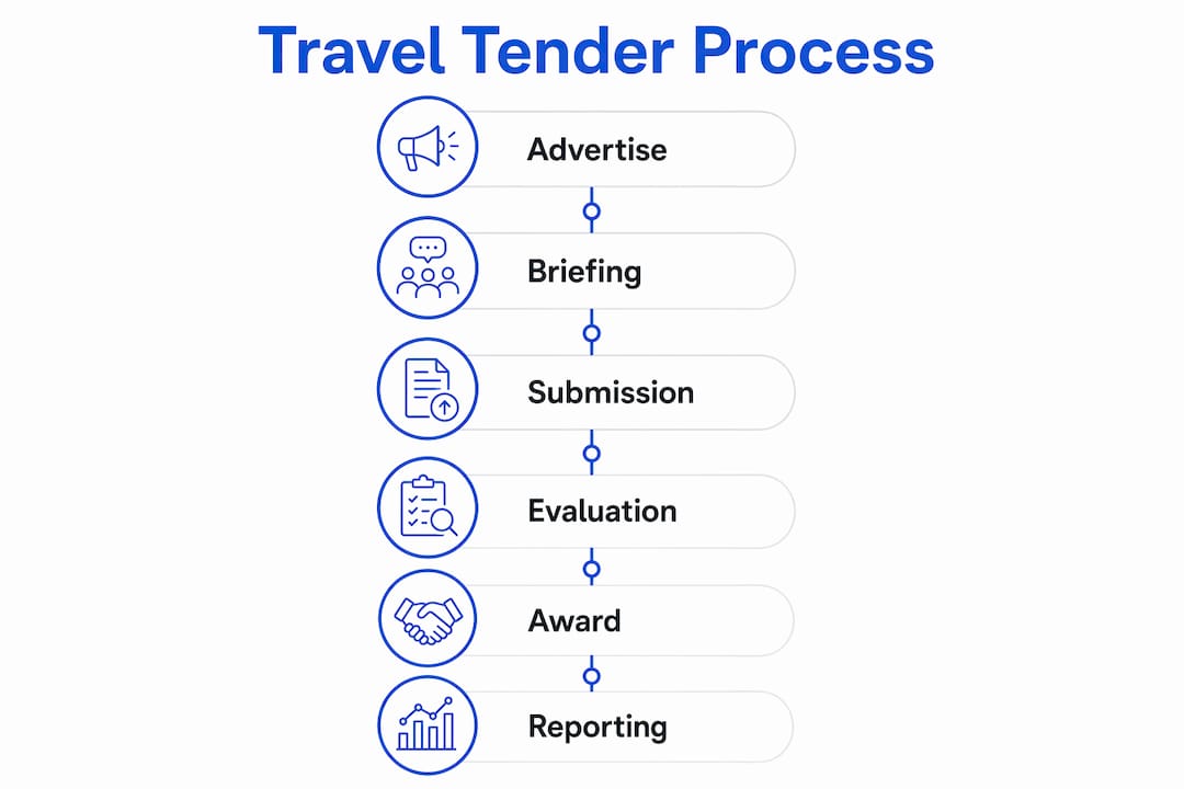 Infographic showing travel tender process stages in South Africa