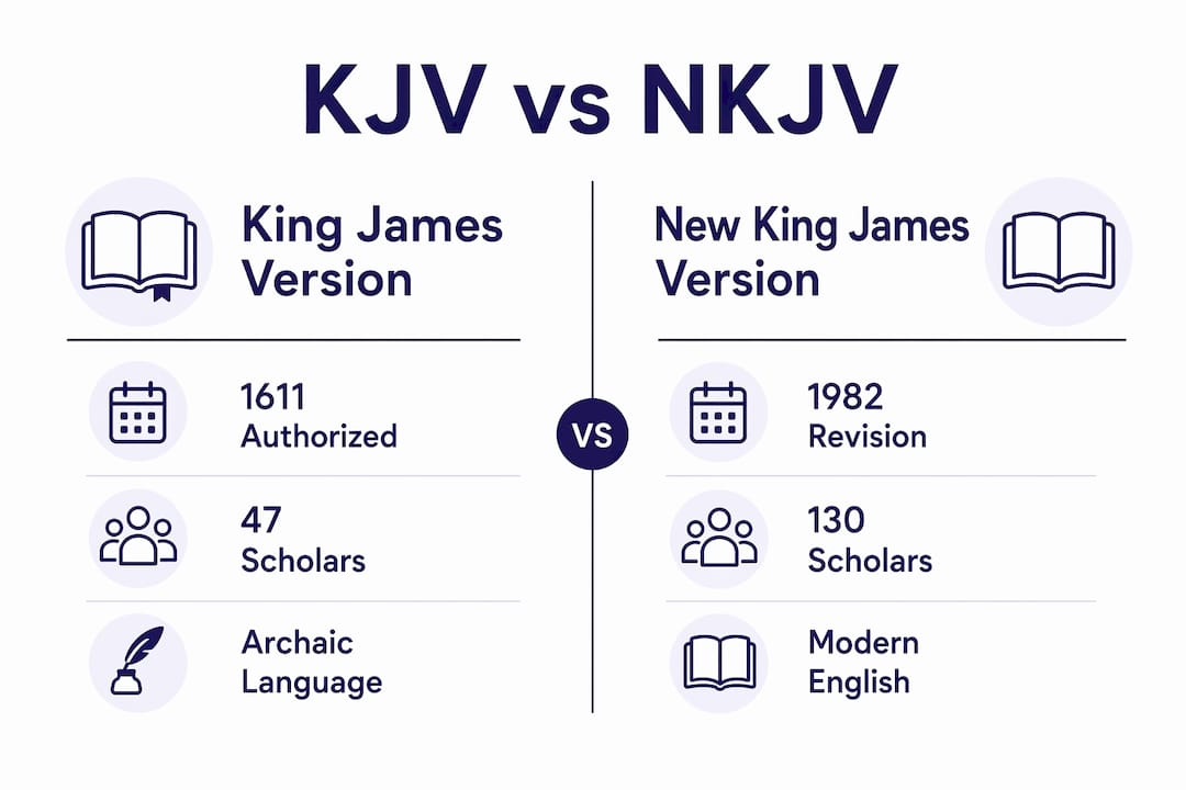 Infographic comparing KJV and NKJV key features