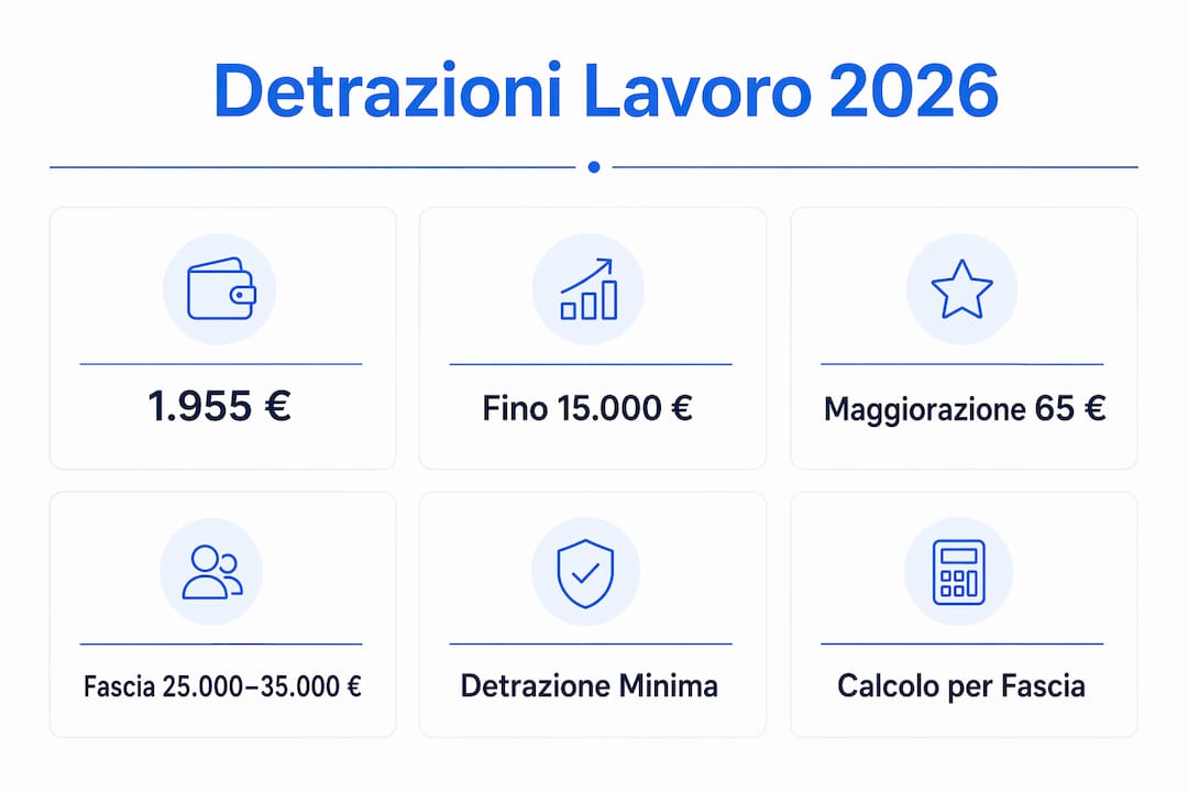 Grafico riepilogativo degli importi e delle fasce di detrazione previsti per il 2026