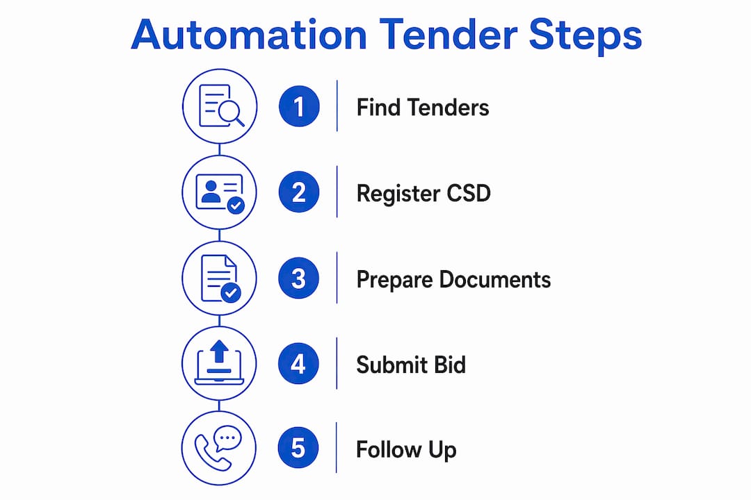 Infographic showing steps to win automation tenders