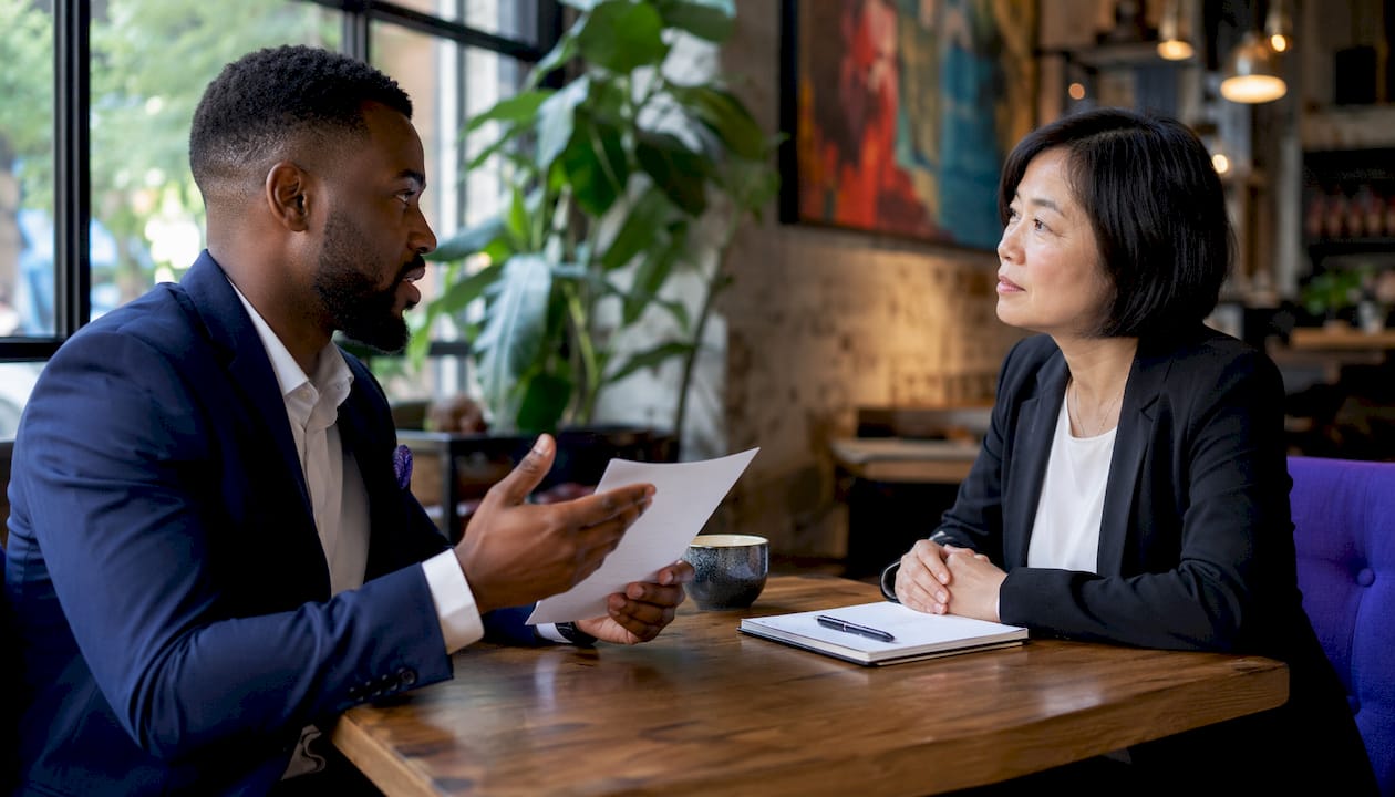 Candidate and manager discussing salary offer in interview
