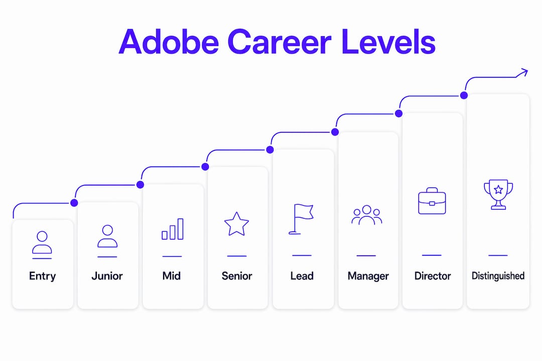 Infographic illustrating Adobe career level hierarchy