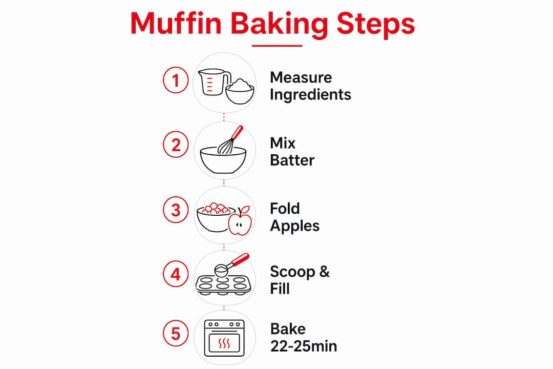 Infographic showing muffin baking steps