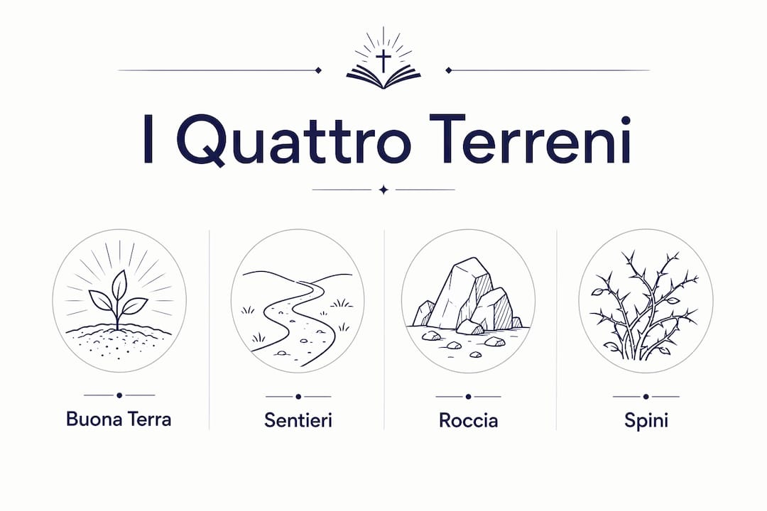 Rappresentazione grafica dei quattro tipi di terreno nella parabola del seminatore