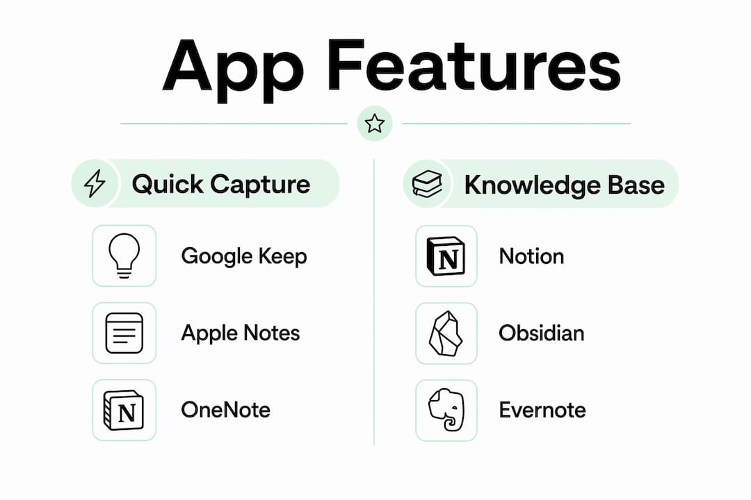 Infographic comparing note-taking app features