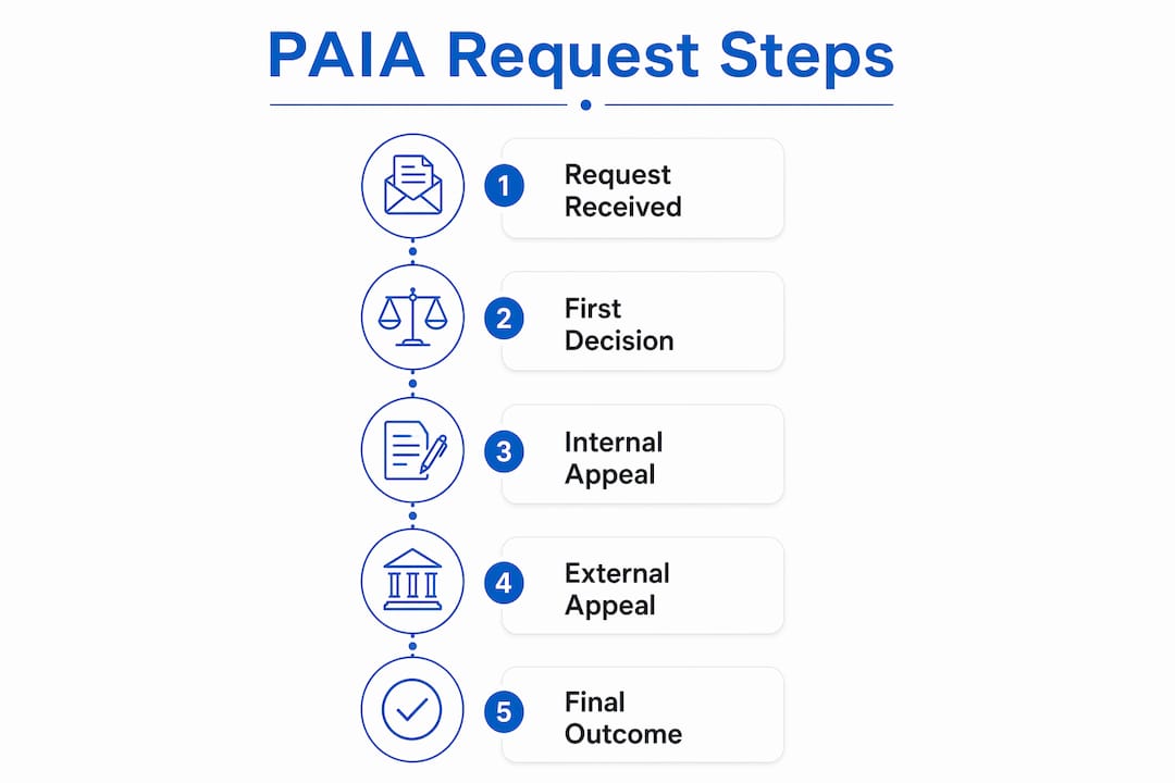 Infographic illustrating PAIA request process steps