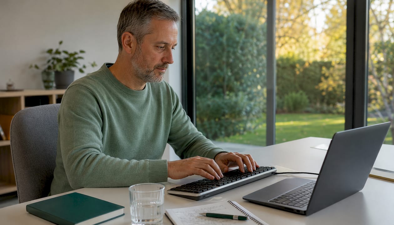 Man drückt am Laptop die Tastenkombination Strg+T.