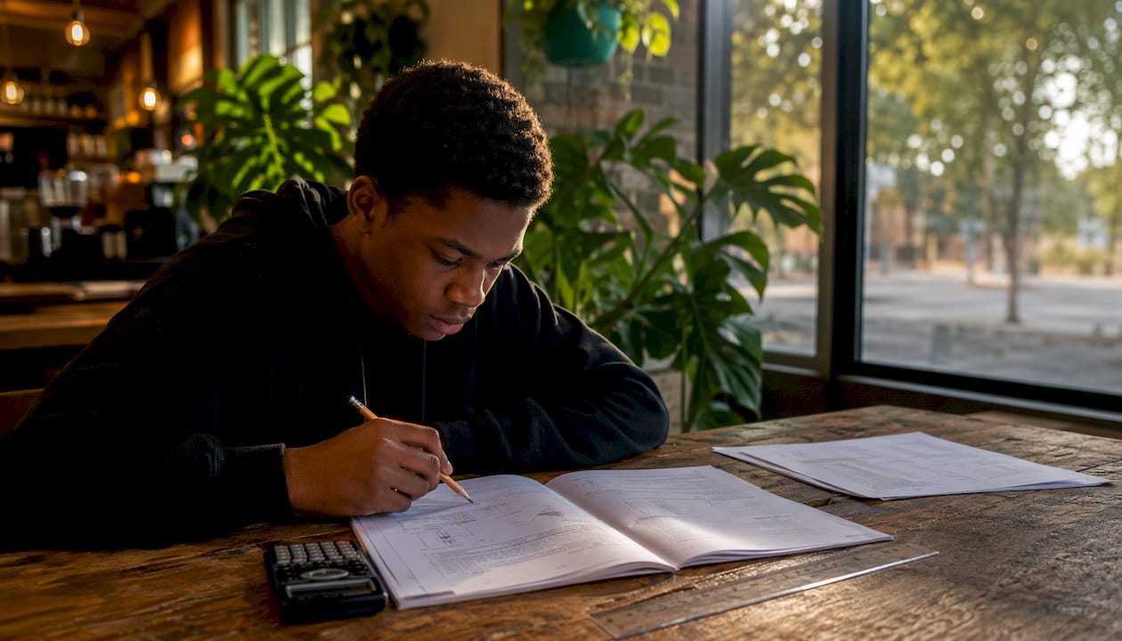 Physical sciences exam paper and data sheet close-up