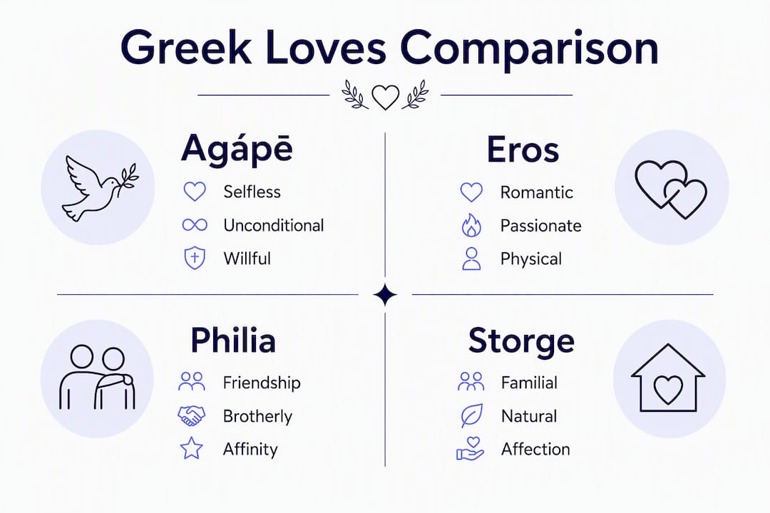Infographic comparing Greek loves