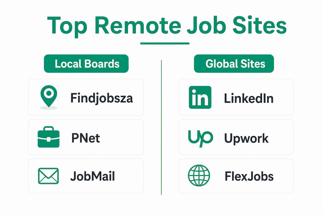 Infographic comparing local and global remote job sites