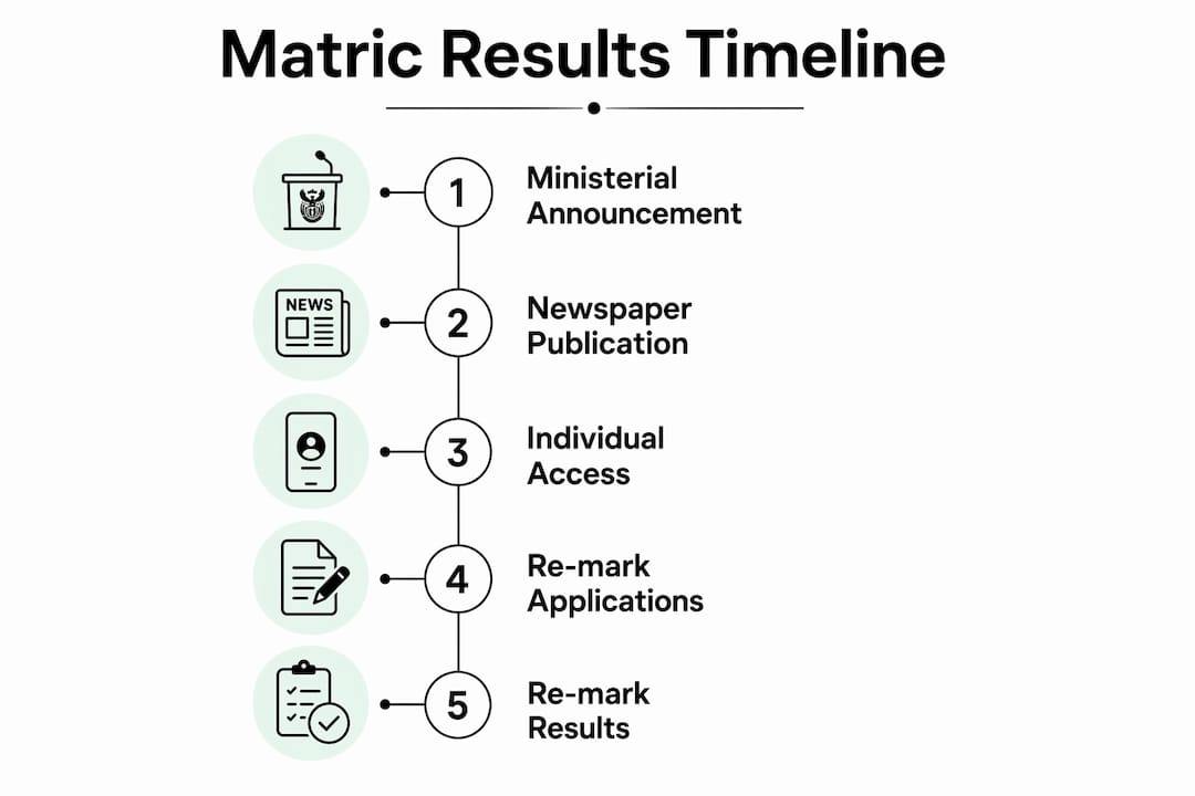 Infographic showing matric results timeline steps