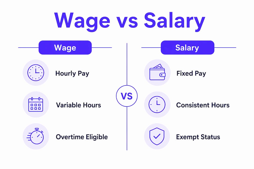 Infographic comparing wage and salary differences