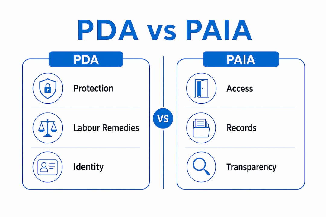 Infographic comparing PDA and PAIA protections