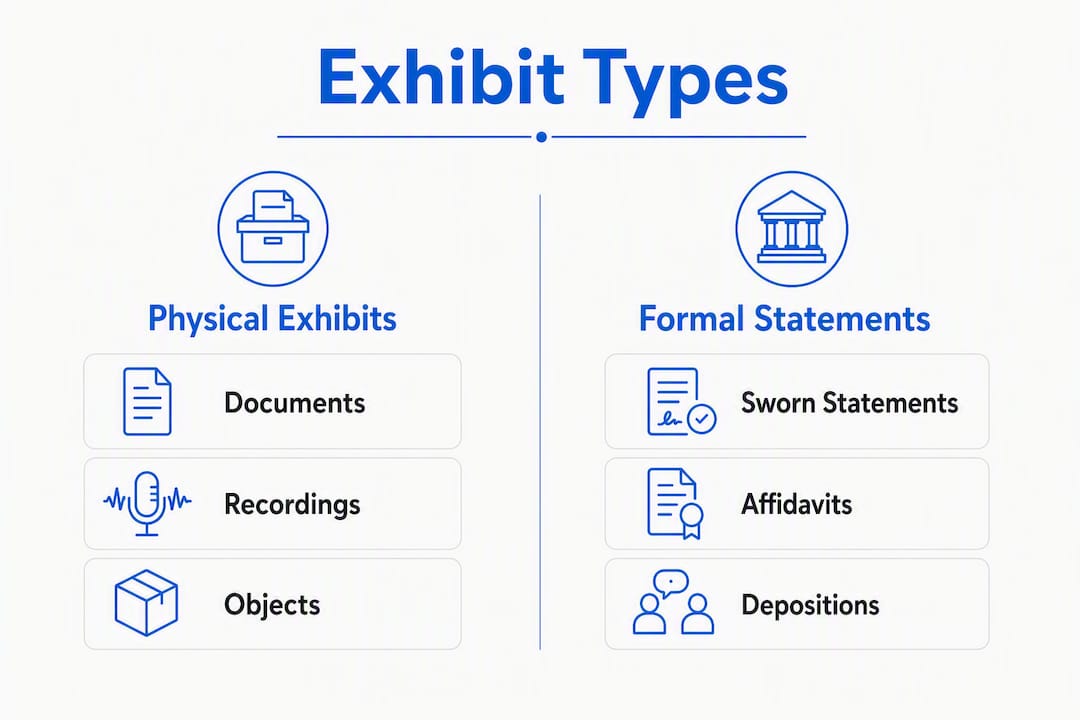 Infographic comparing types of exhibits in inquiries