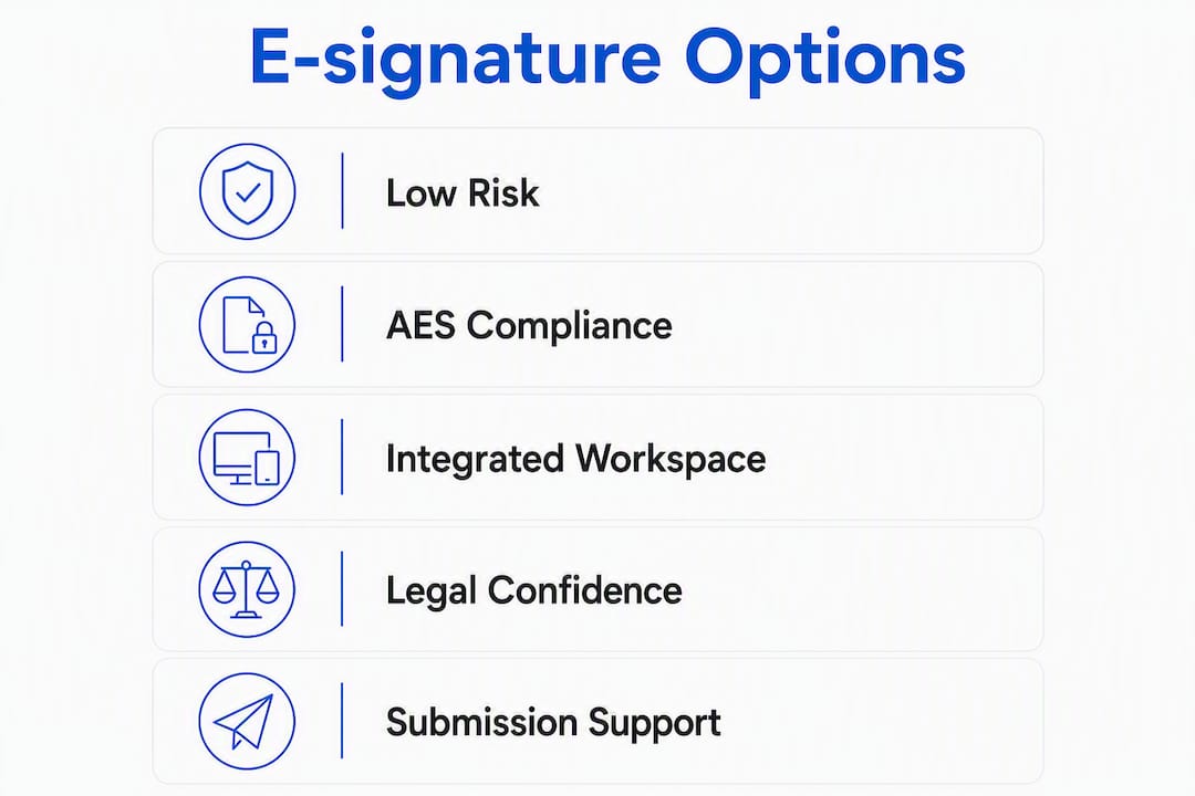 Infographic comparing e-signature solution options for SMMEs