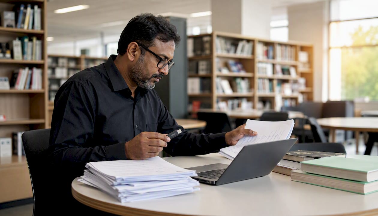Teacher preparing PDFs for compression