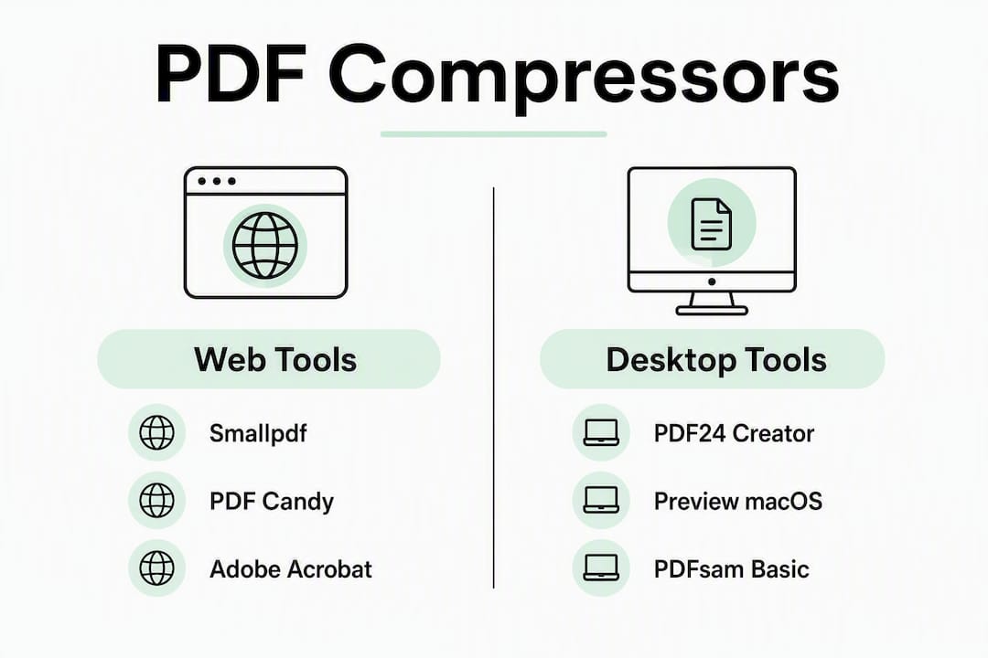 Infographic comparing PDF compressors categories