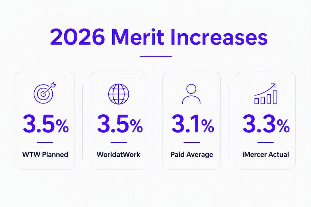 Infographic with 2026 merit increase survey statistics