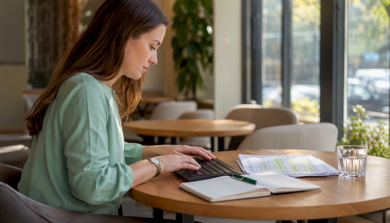 Detailaufnahme: Hände arbeiten konzentriert an der Korrektur von Excel-Daten