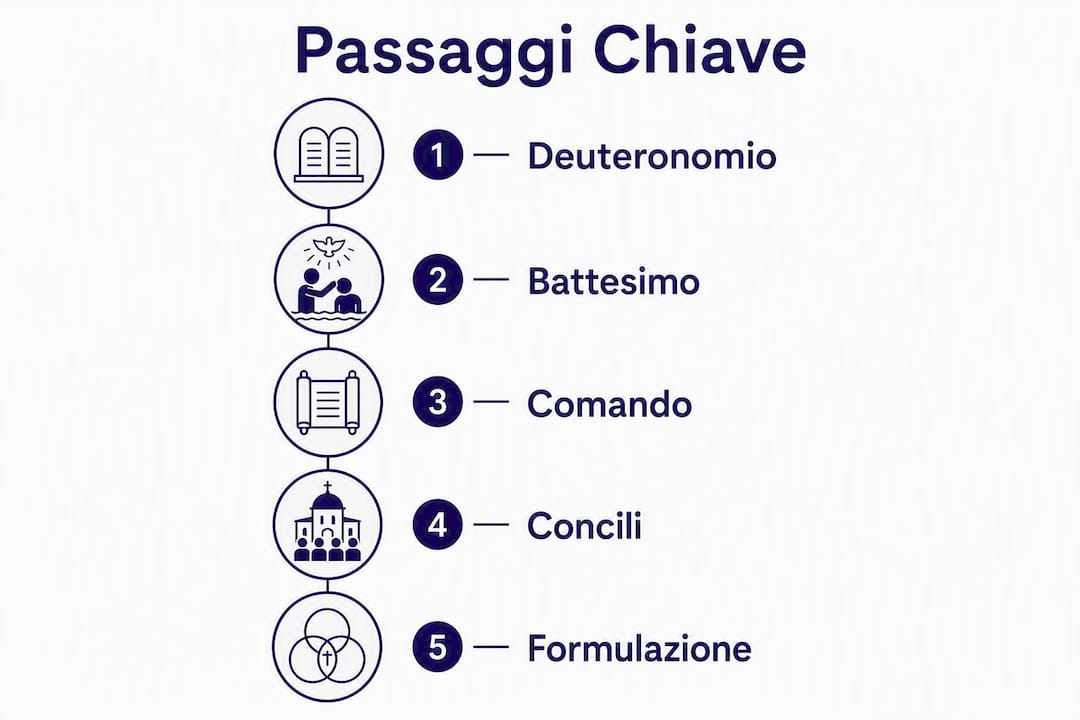 Schema illustrativo con i punti fondamentali della dottrina della Trinità