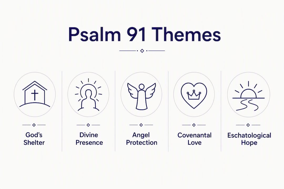 Infographic showing core theological themes of Psalm 91