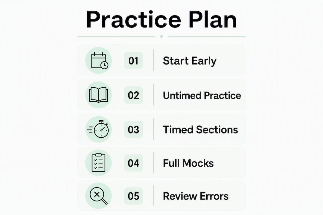 Infographic illustrating past paper practice plan steps
