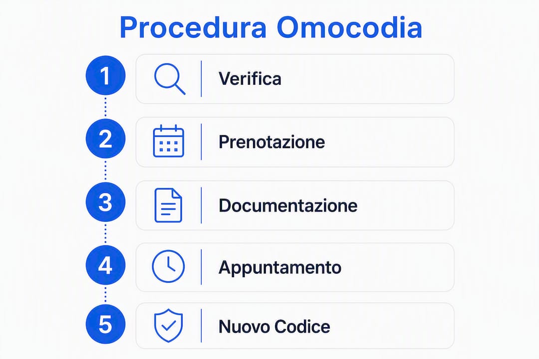 Infografica con tutti i passaggi per risolvere il problema dell’omocodia