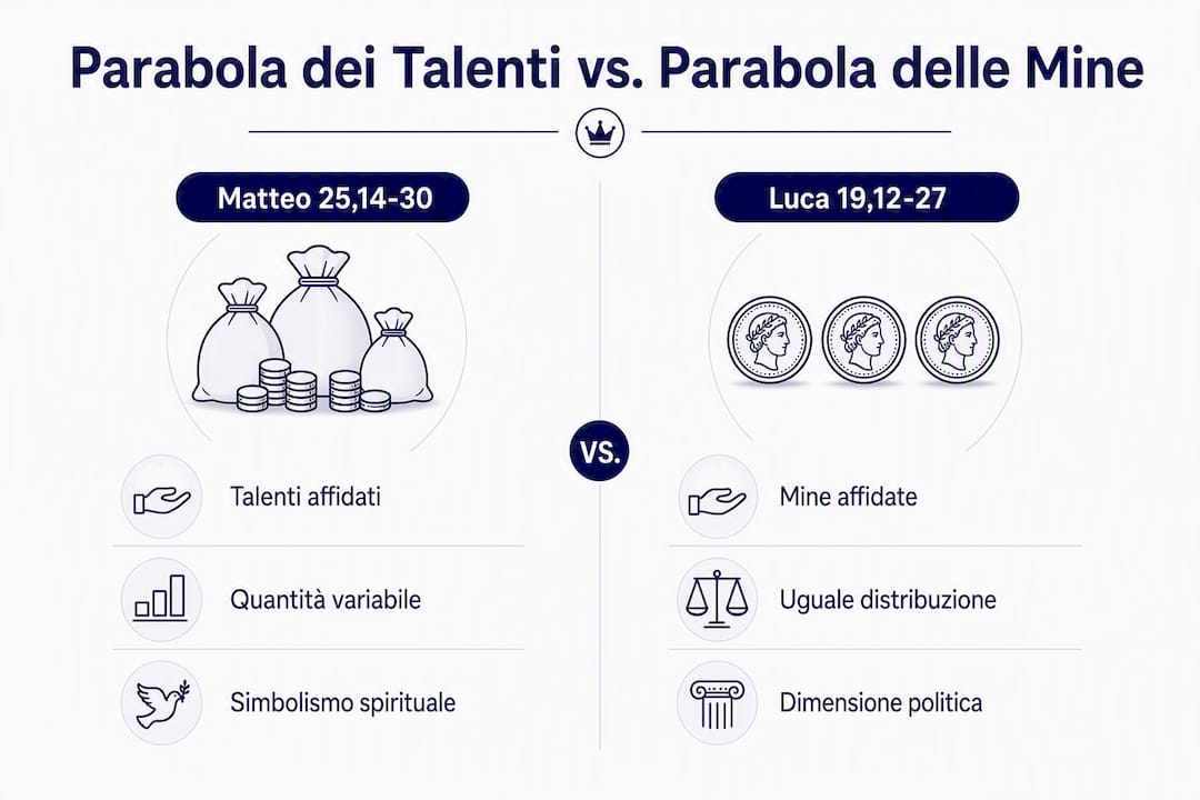 Confronto visivo tra la parabola dei talenti e quella delle mine: un’infografica per capire somiglianze e differenze