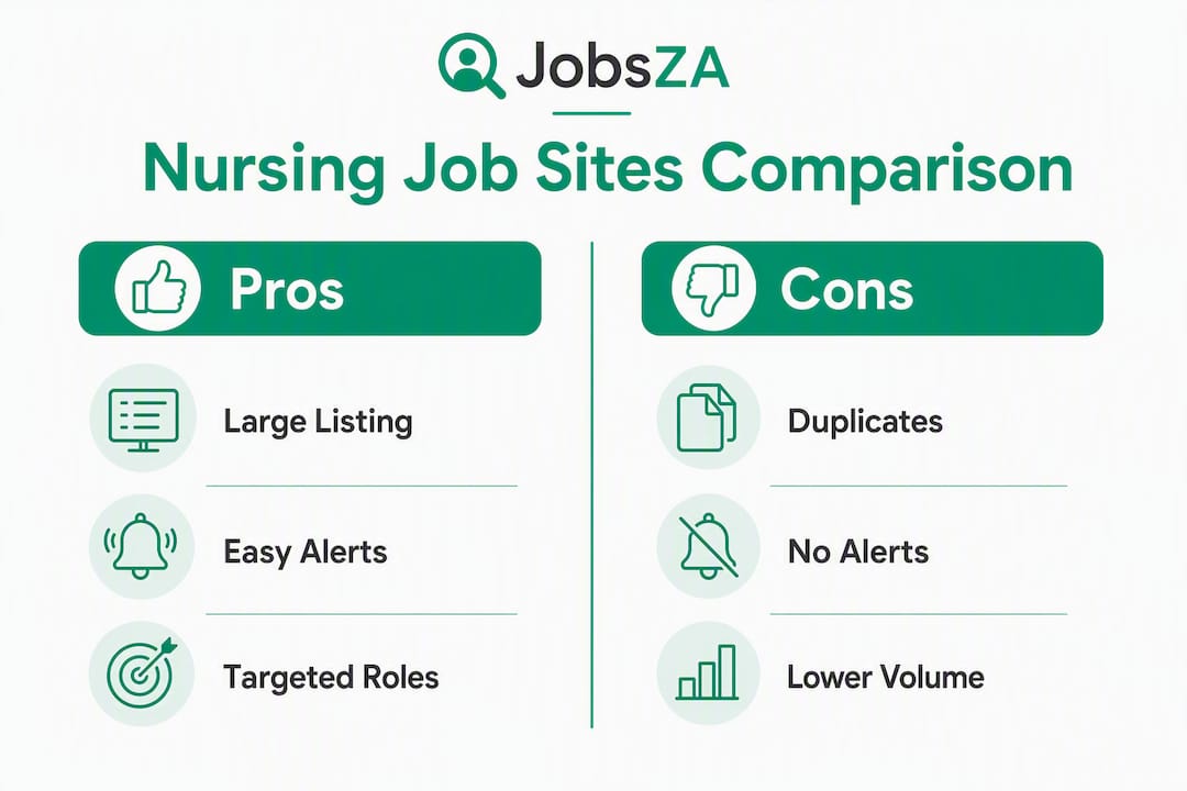 Infographic comparing pros and cons of nursing job platforms