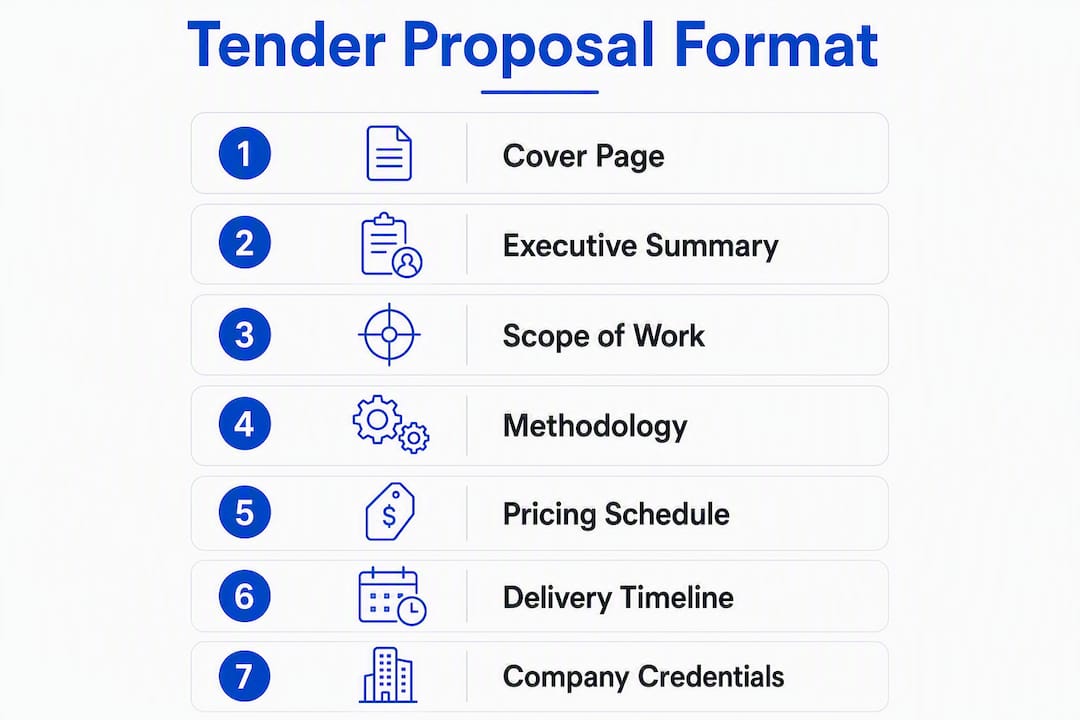 Infographic showing key tender proposal sections