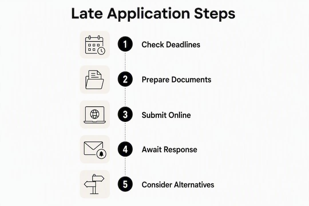 Infographic outlining steps for late university applications