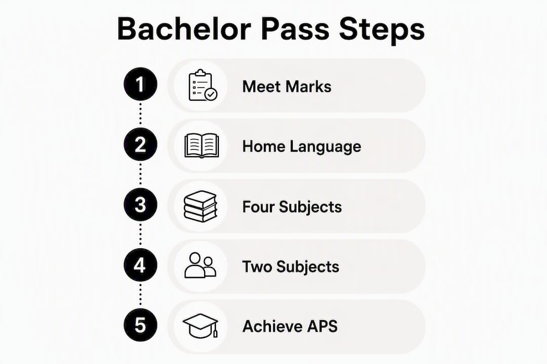 Infographic illustrating bachelor pass requirements steps
