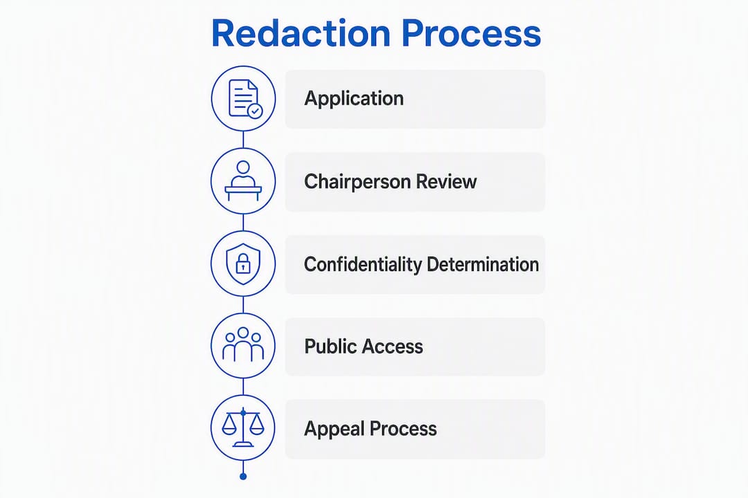 Infographic illustrating redaction process steps