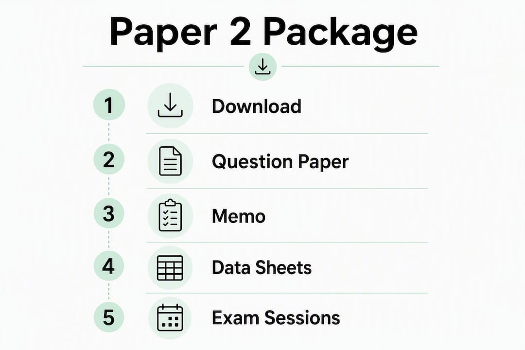Infographic summarizing Paper 2 download package contents