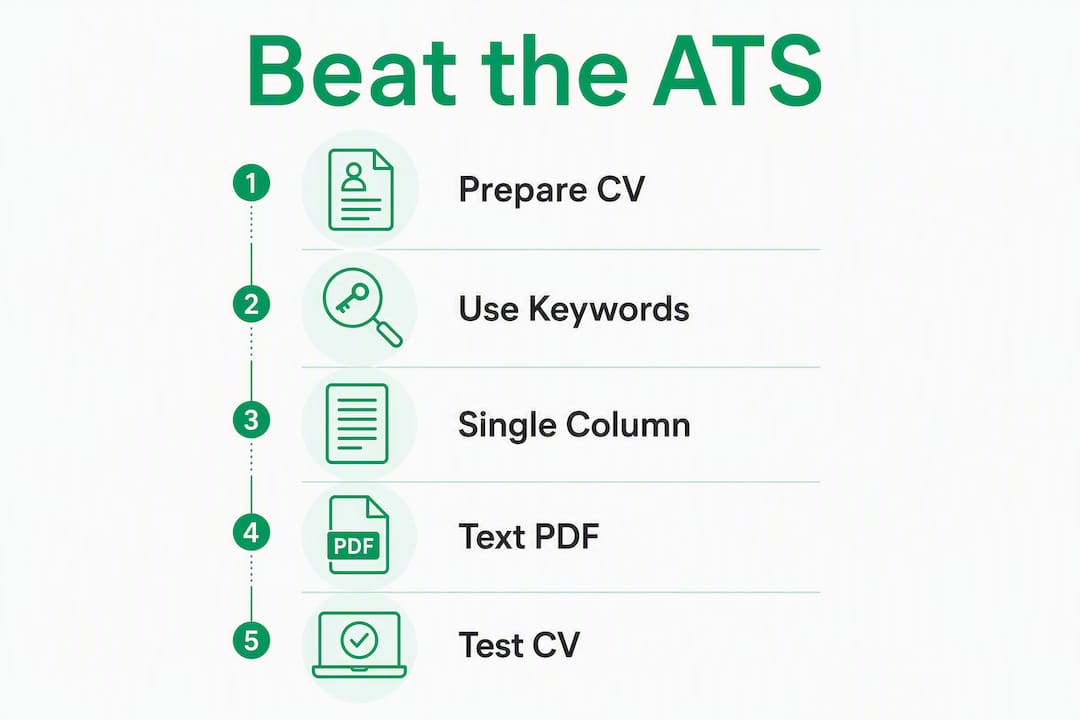 Infographic showing five steps to beat ATS