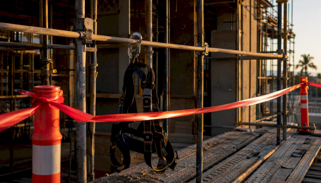 Work at height safety equipment on site
