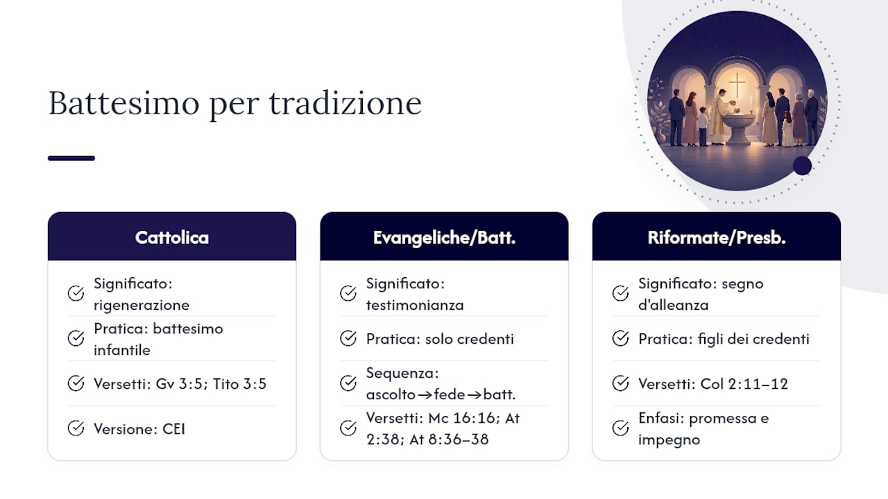 Il battesimo nelle diverse tradizioni cristiane — overview diagram