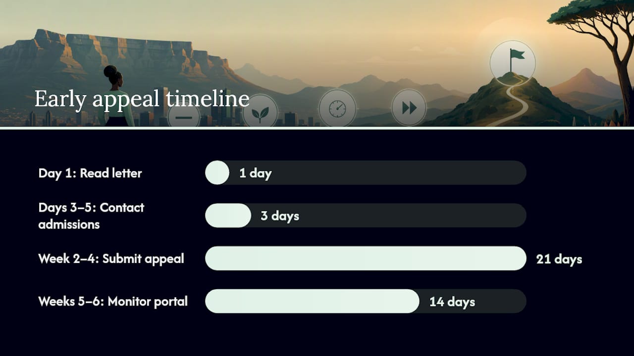 University appeal timeline infographic