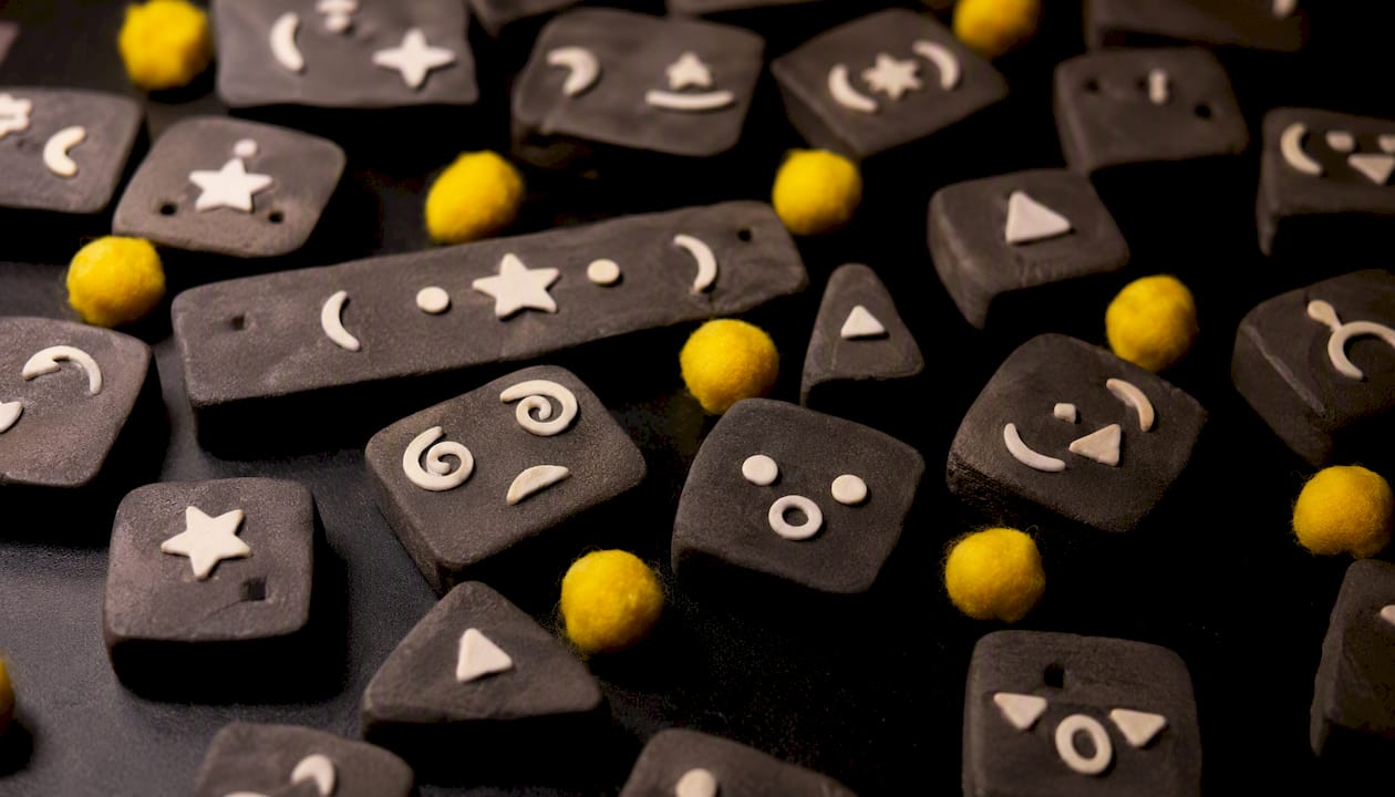 Wooden blocks with dingbats and punctuation symbols