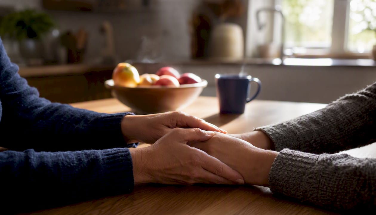 Hands offering comfort and support