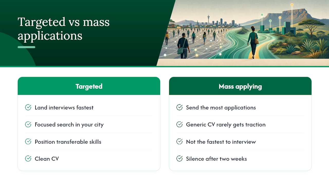Diagram comparing targeted vs mass job applications