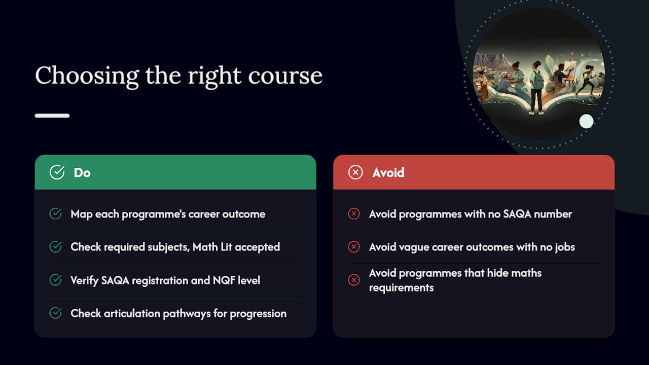 How do you choose the right course without maths? — overview diagram