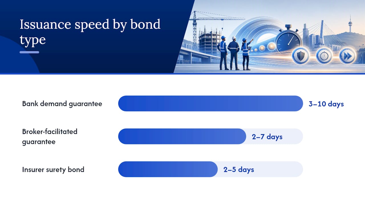Comparison chart of bid bond provider types in South Africa